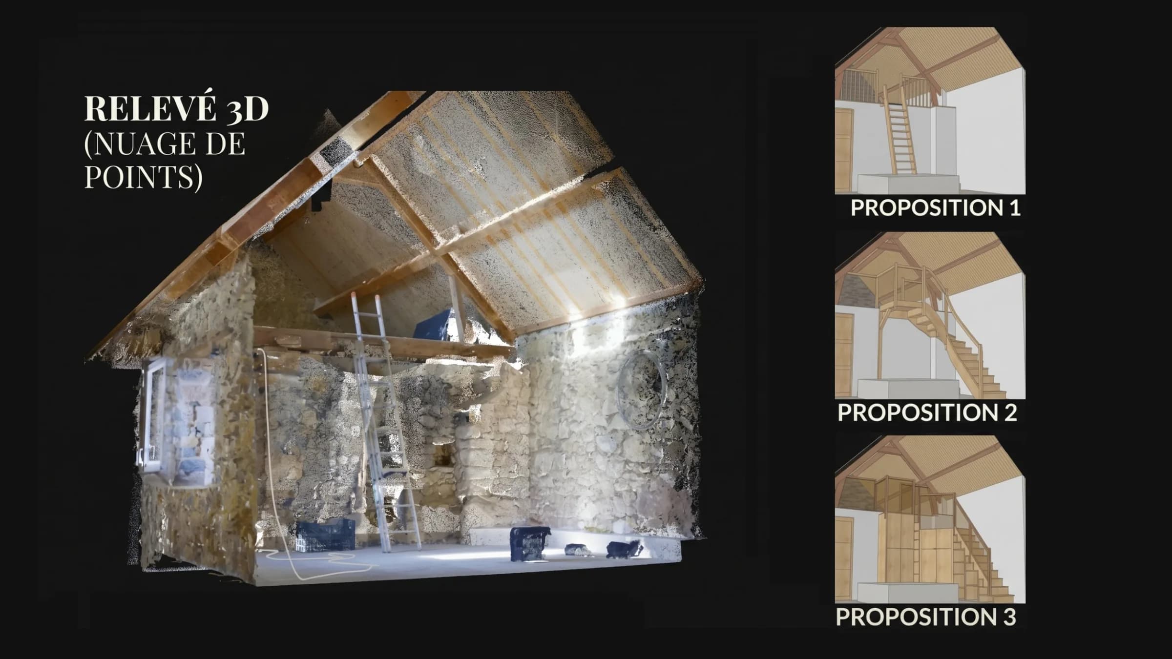 Relevé 3D d'un espace avant fabrication d'un escalier sur-mesure dans le Finistère