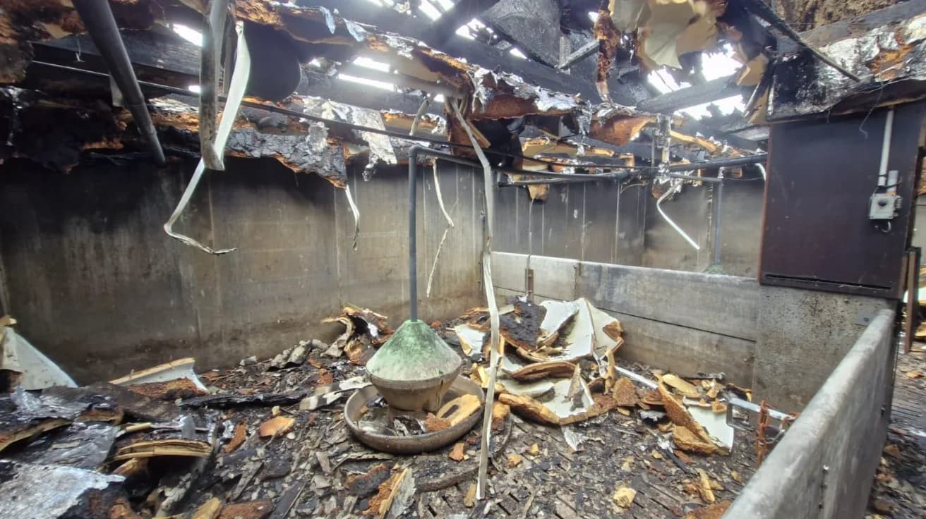 Bâtiment agricole ou industriel endommagé par un incendie dans le Finistère